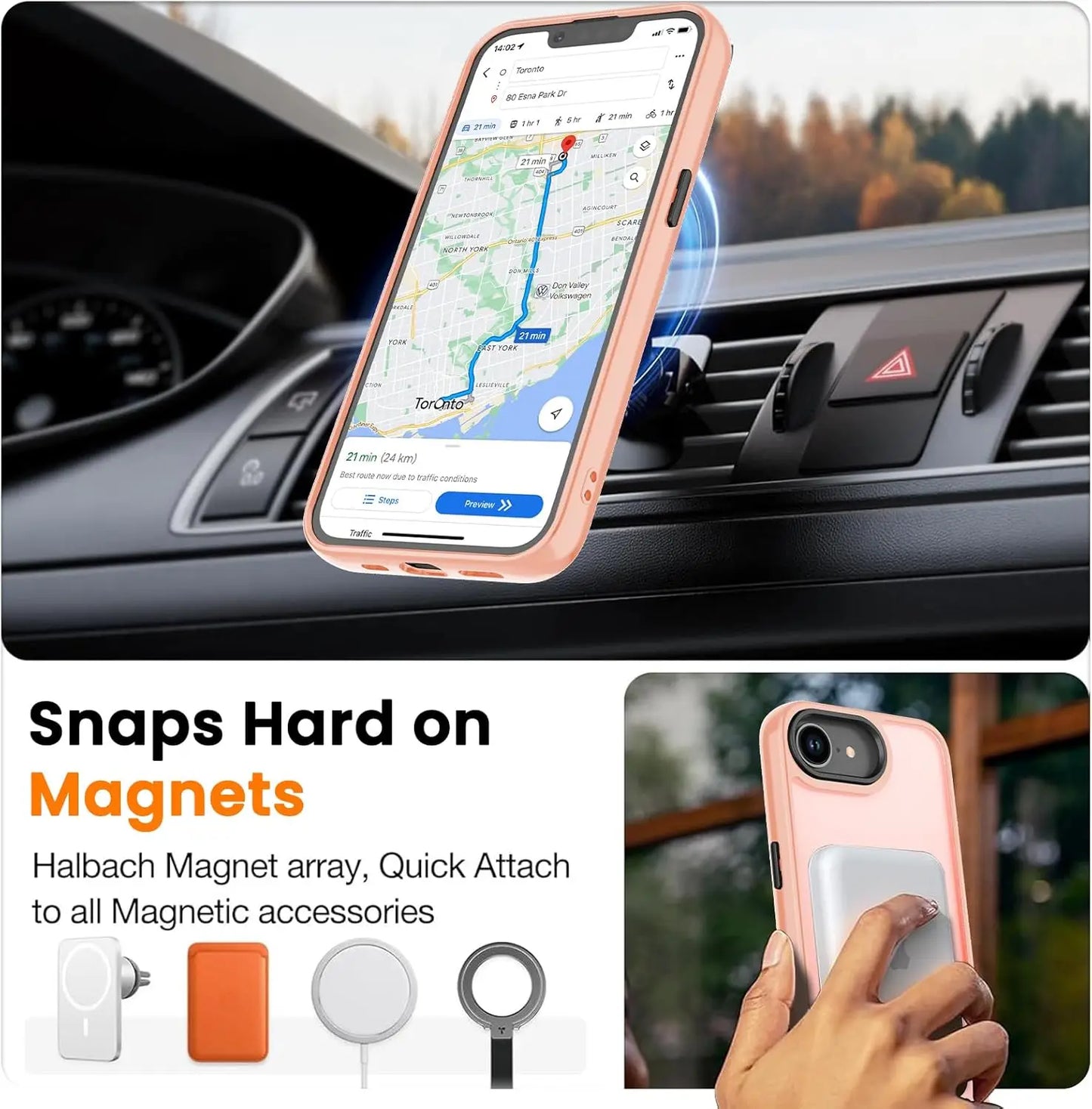 for iPhone 16E/iPhone 17E Case with Screen Protector, [Compatible with Magsafe] Ultra Slim Translucent Matte Shockproof Protecti