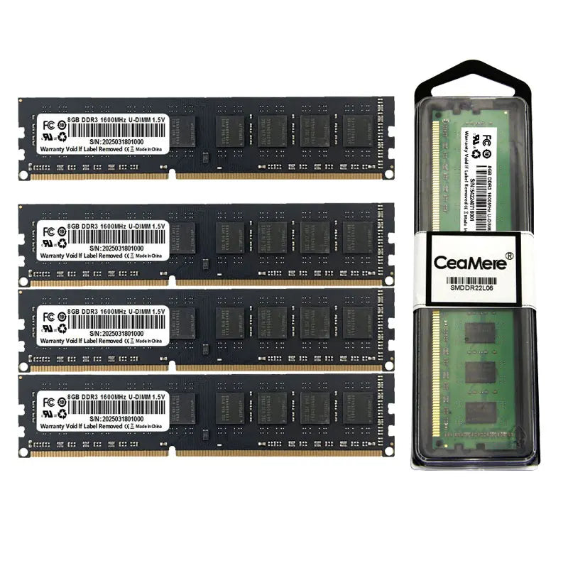 CeaMere DDR3 1~50 PCS Desktop Memory, 4GB/8GB, 1333MHz/1600MHz, PC Memory Module, 240PIN, 1.35V/1.5V, Wholesale Universal Memory