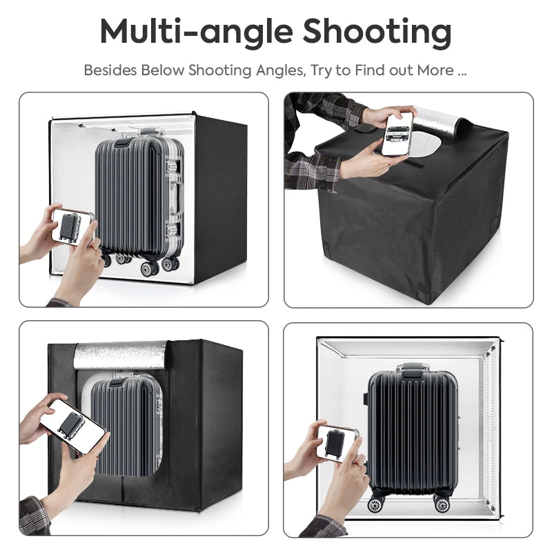 Light Box 80*80*80cm photography tent with 3 Dimming Lights Panel,photo box with black/white/yellow Backdrops for shooting