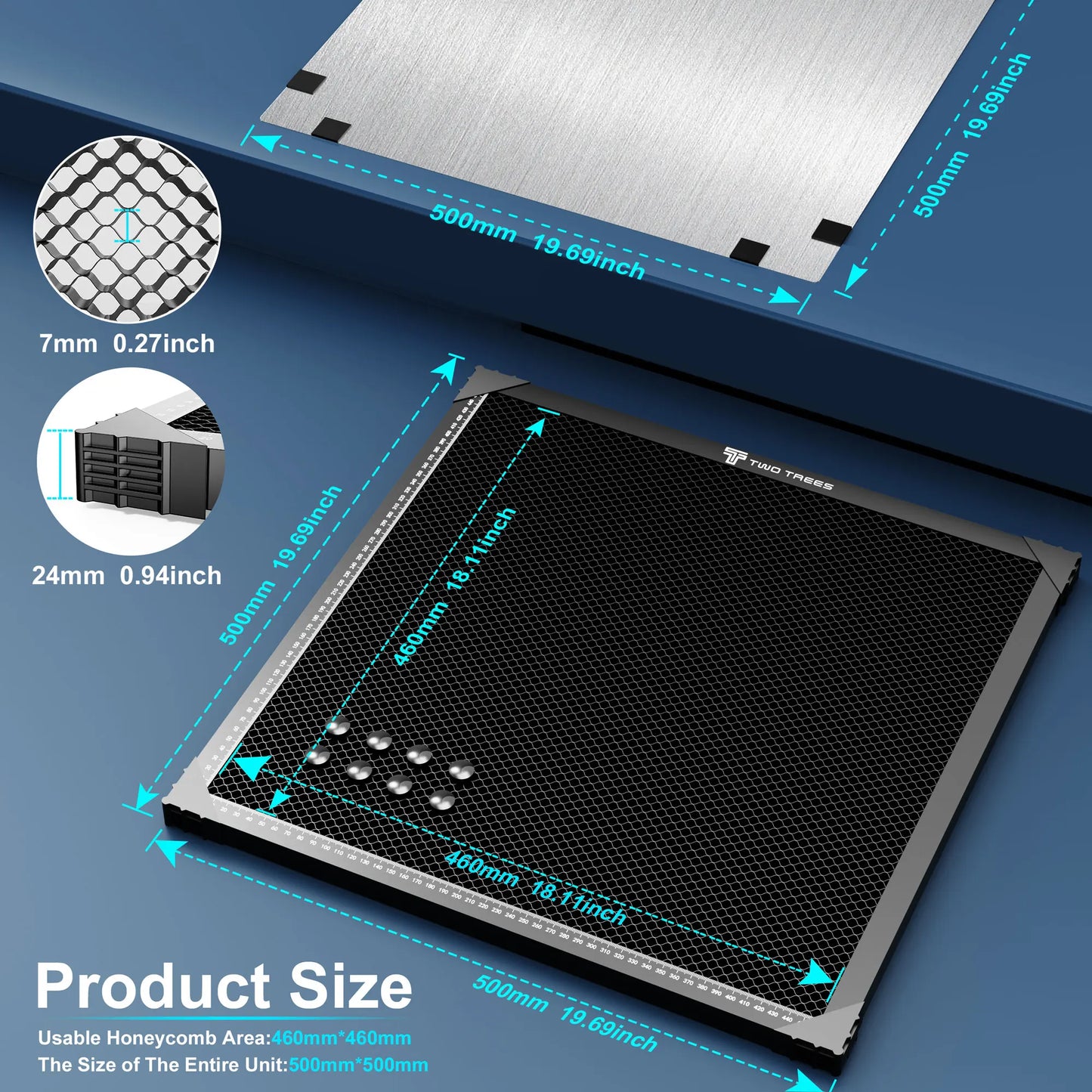 TWOTREES Laser Cutting Honeycomb Working Table for CO2 or diode Laser Engraver Cutting Machine Multiple sizes Honeycomb Panel