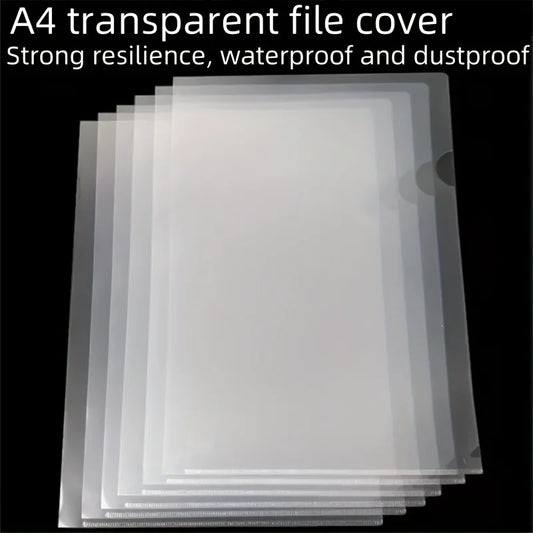10pcs A4 Transparent L-Shaped File Folders - Waterproof and Durable PP Document Bags for Office Organization and Reusable