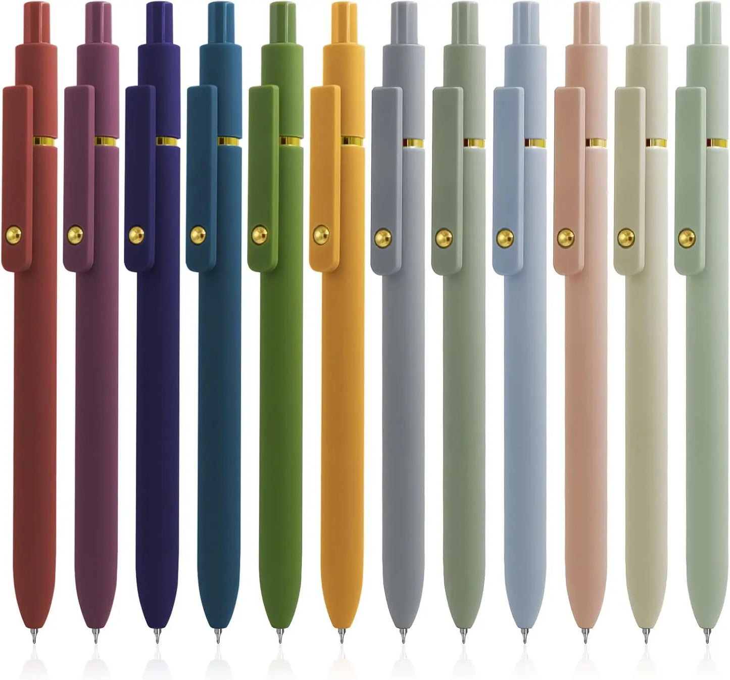 Gel pen, 5 0.5mm black ink pens, silicone grip, high-end series metal clip retractable pen (vintage)