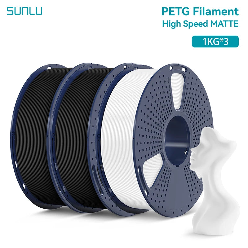 SUNLU 3KG High Speed Matte PETG Filament 1.75mm 1kg Spool (2.2lbs) High Speed Printing Filament Fit Most FDM Printer
