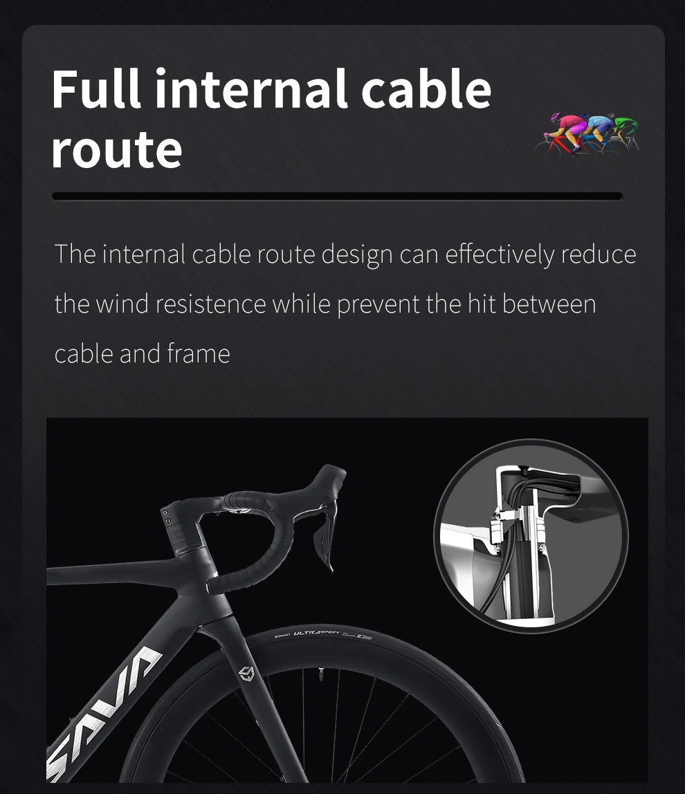 SAVA R7 Carbon Fiber Road Bike Carbon Frame, Handlebars, Fork Shimano Di2 R7170 24Speed Shift Kit, UCI CE Certified Adult Racing