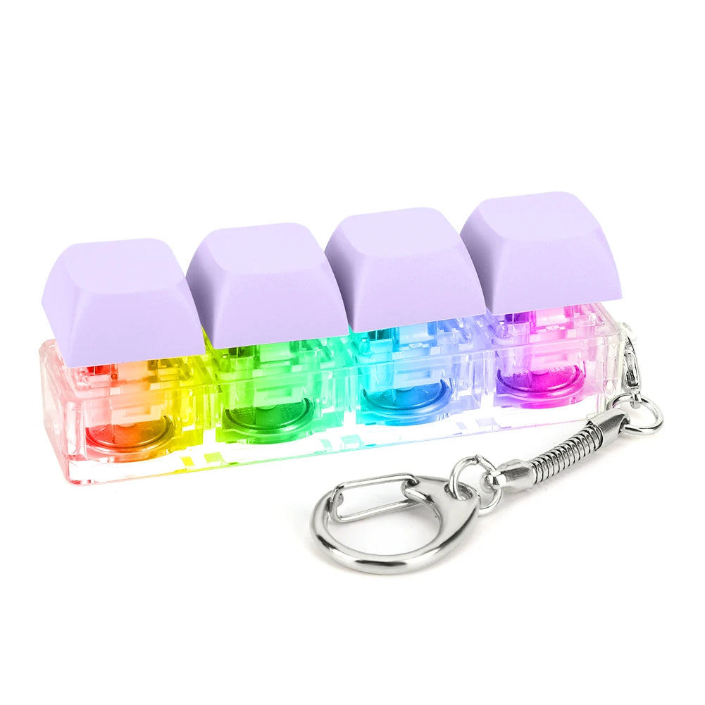 4 Keys Button Keycap Fidget Keychain Keyboard Key Toy Keyboard Clicker Toy Keyboard Cube Toy for Adult Gifts To Relief Pass Time