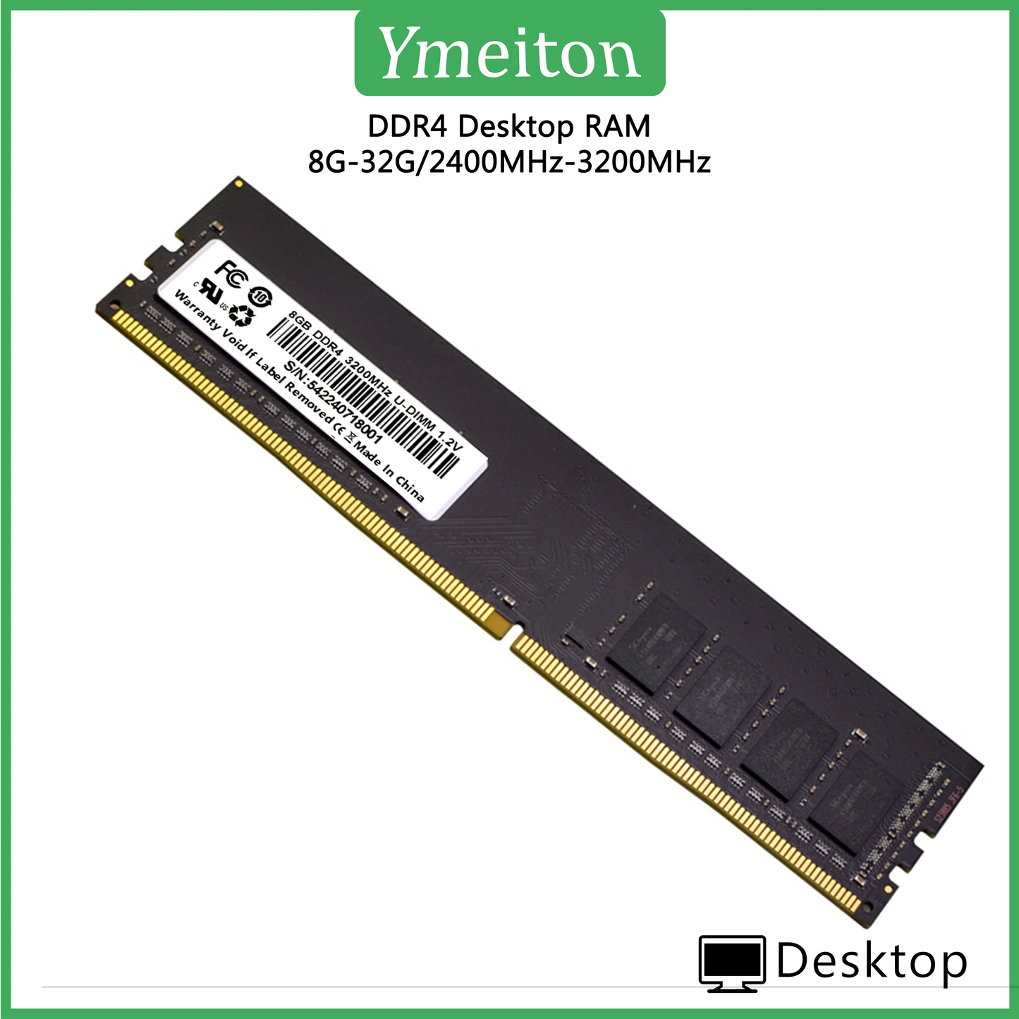 Ymeiton PC DDR4 Desktop memory cards memoriam 2400MHz 2666MHz 4GB 8GB 16GB 32GB U-DIMM RAM 288pin Desktop memory wholesale