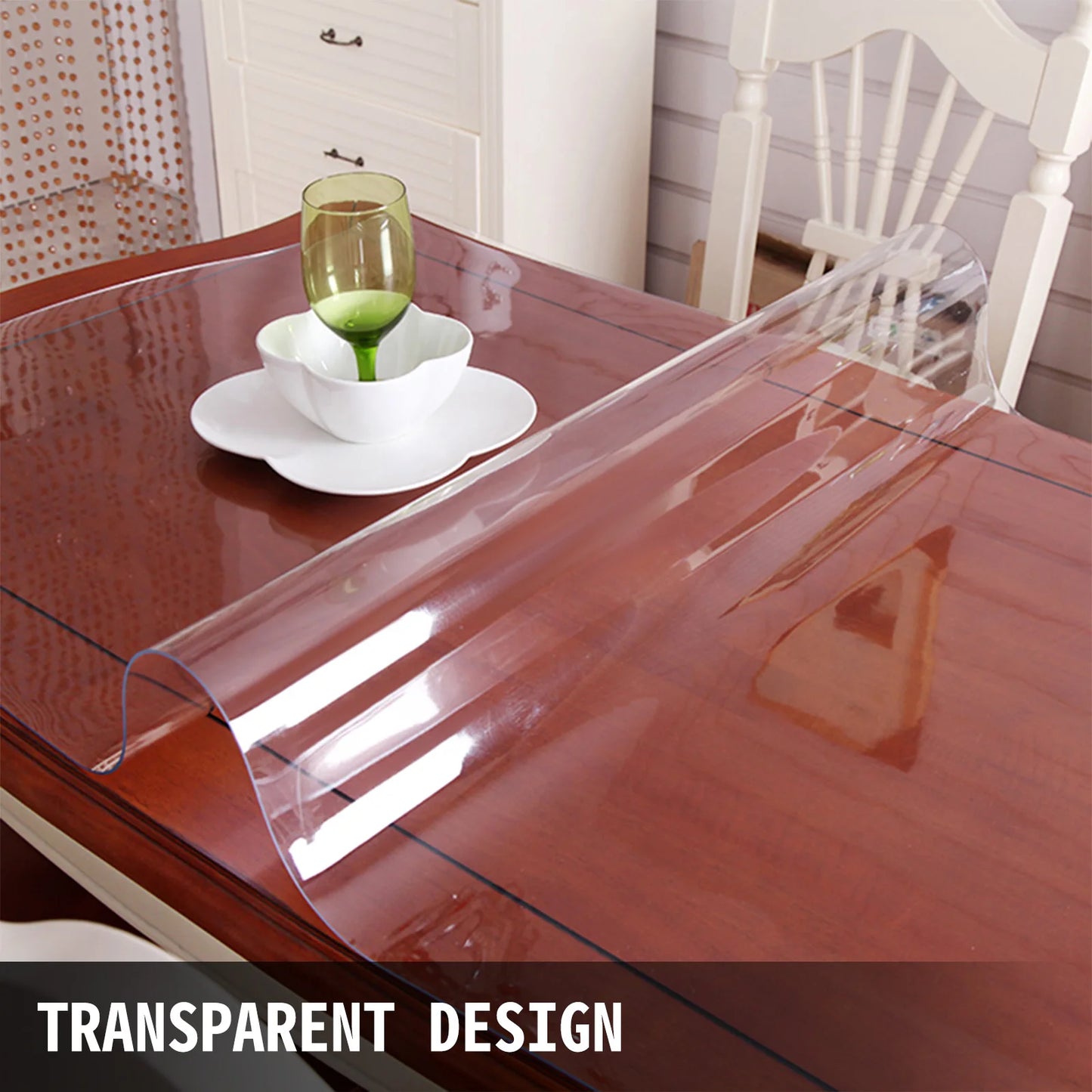 VEVOR PVC Tablecloth Transparent Table Cloth 1.5mm 2mm Waterproof Oilproof Plastic Soft Glass Protector Cover for Dining Table