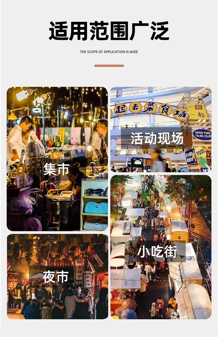 Night market stalls, small carts, shopping malls, supermarkets, promotion platforms, trucks, mobile snacks, dining carts