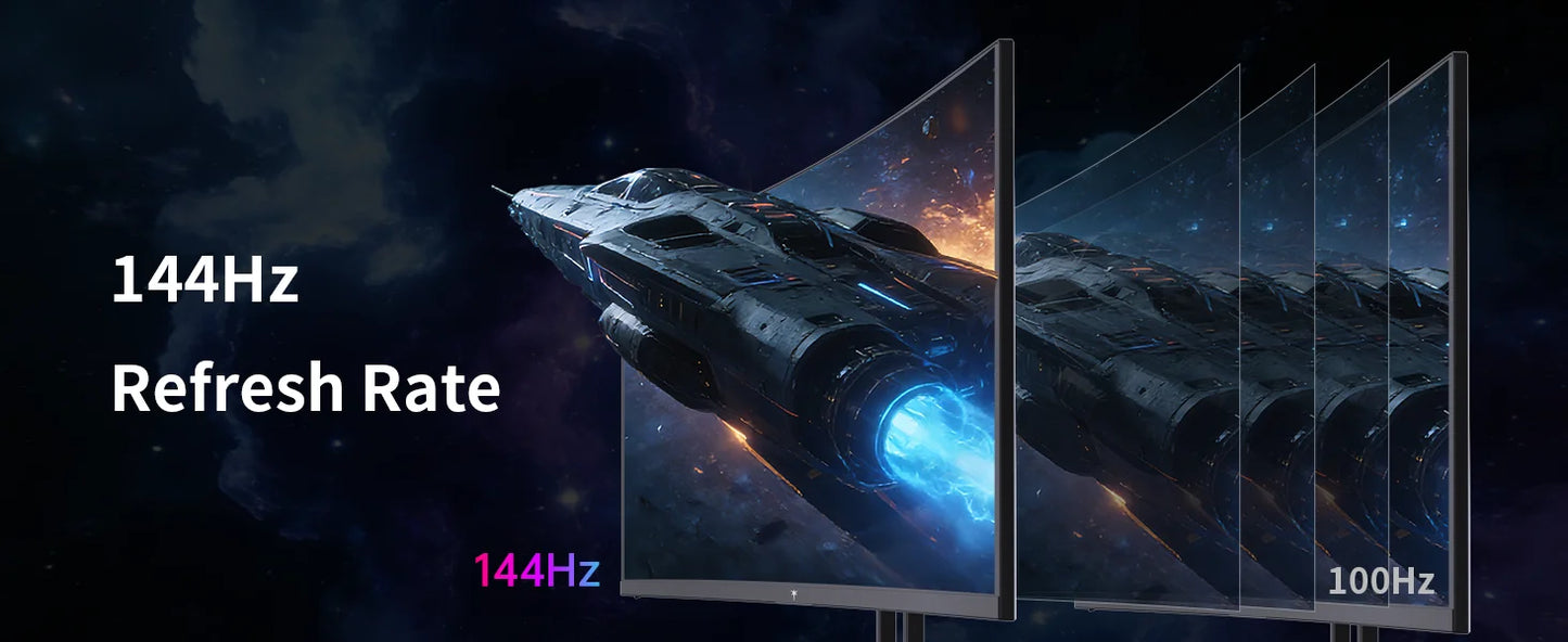 KTC H27S5C 27" Curved Gaming Monitor, 1440P QHD 144Hz 120Hz Monitor 1500R HVA Panel, HDR400, Adaptive Sync, 400nits