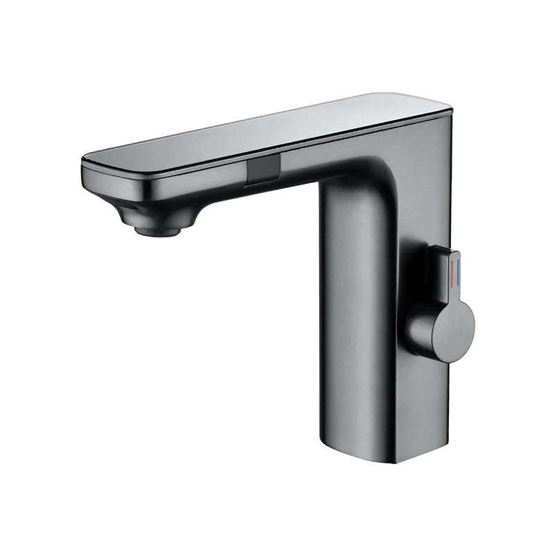 Luxury Silver Gray Smart LCD Daul Sensor Bathroom Basin Faucet Zinc Alloy Deck Mount Cold Hot Water Mixer Bathroom Sink Tub Tap