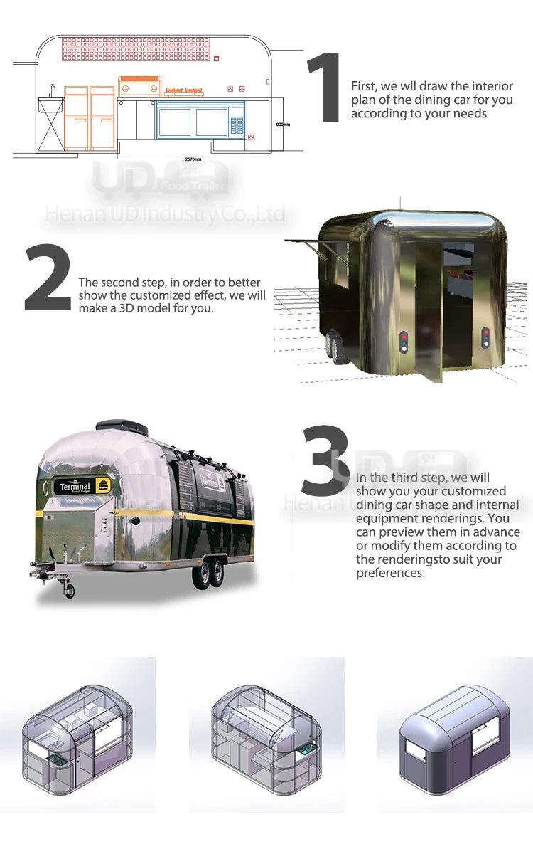 Urdream Custom Concession Catering Mobile Bar BBQ Food Trailer Fully Equipped Ice Cream Coffee Fast Food Truck Sale