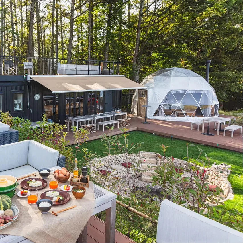 7M Customized Spherical Hotel Tents Outdoor Transparent PVC Dome Tent Geodesic House with Bathroom for Events Hotel Campsite
