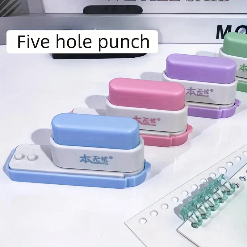 1PC 5-Hole Binder Puncher, Office Paper Punch Tool for DIY Notebook & File Binding
