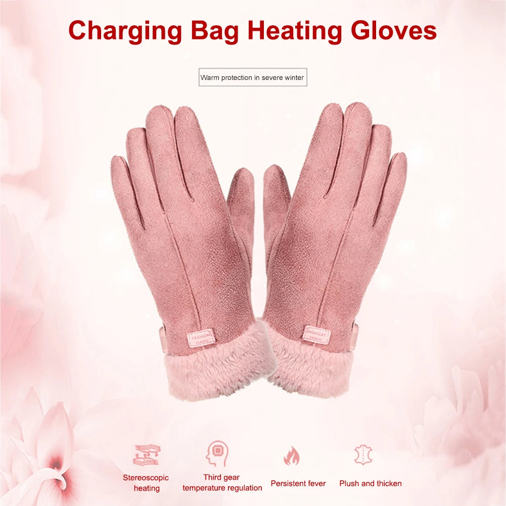 Electric Heating Gloves Men Women Heated Gloves Winter Skiing Snowboarding Can Touch Screen Snow Gloves (Excluding battery)