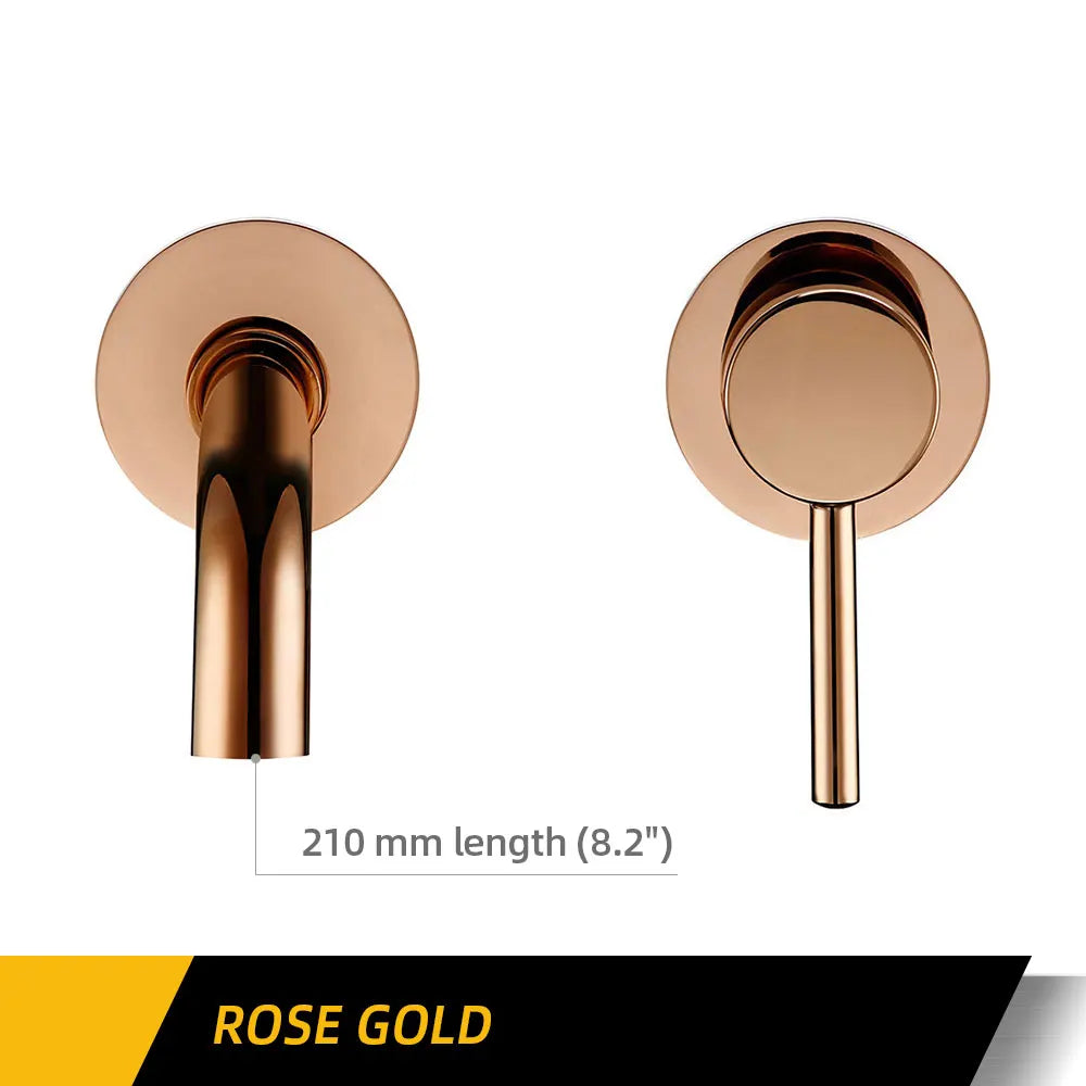 Bagnolux Ronda Stainless Steel Solid Brass Trim Taps 2 Hole Wall-Faucet Set Hot Anc Cold Water Bathroom Sink Mixer Small Tap