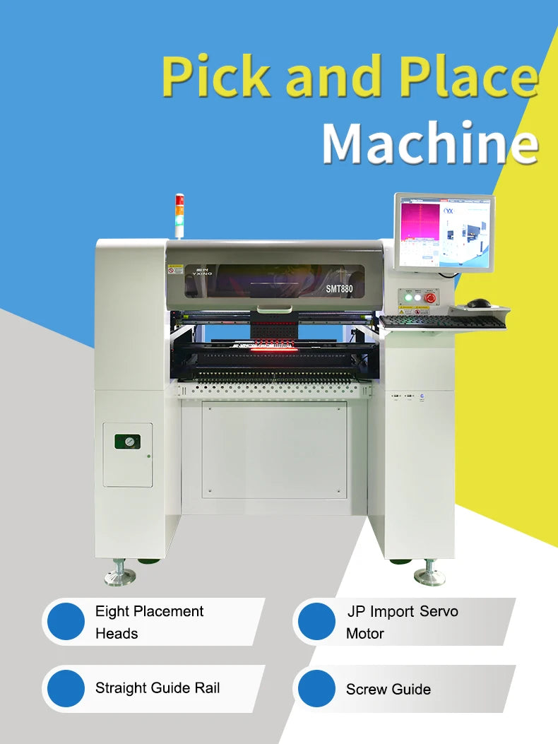 Stock in EU Electronic Components Making Machine 8 Heads LED Chip Mounter Machine with Full-automatic Feeders and HD Cameras