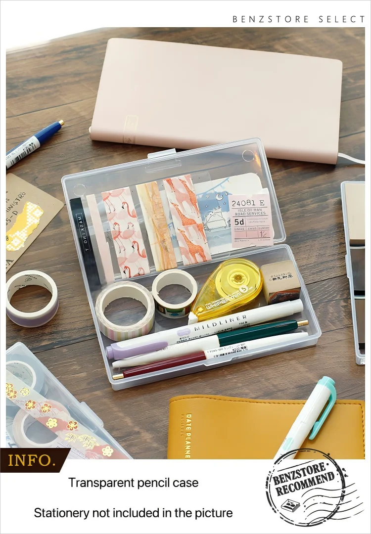 Large-Size Clear Plastic Desk Organizer: Transparent Storage Box with Sorting Function for Student Stationery
