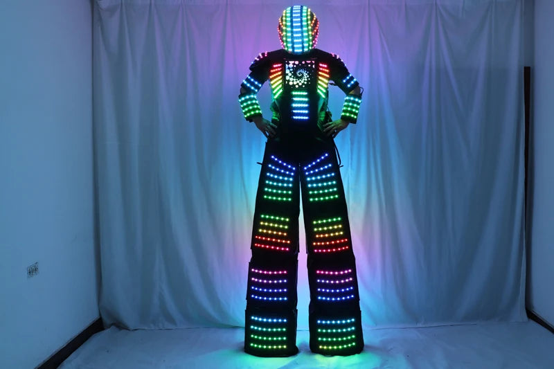 Full Color Remote Control LED Robot Costume Clothes Stilts Walker Suit Excited Digital Screen DIY Text Image LOGO
