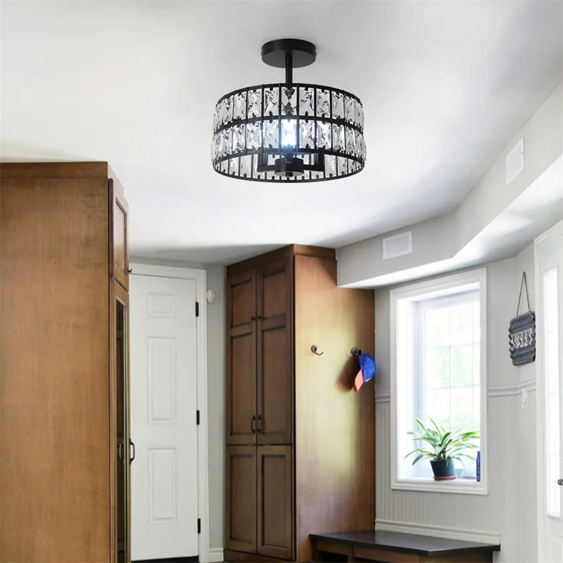 K9 Crystal Dining Table Pendant Lamp Bedroom Hanging Lamp Retro Luxury Style Suitable For Kitchen Plafon Ceiling Chandelier