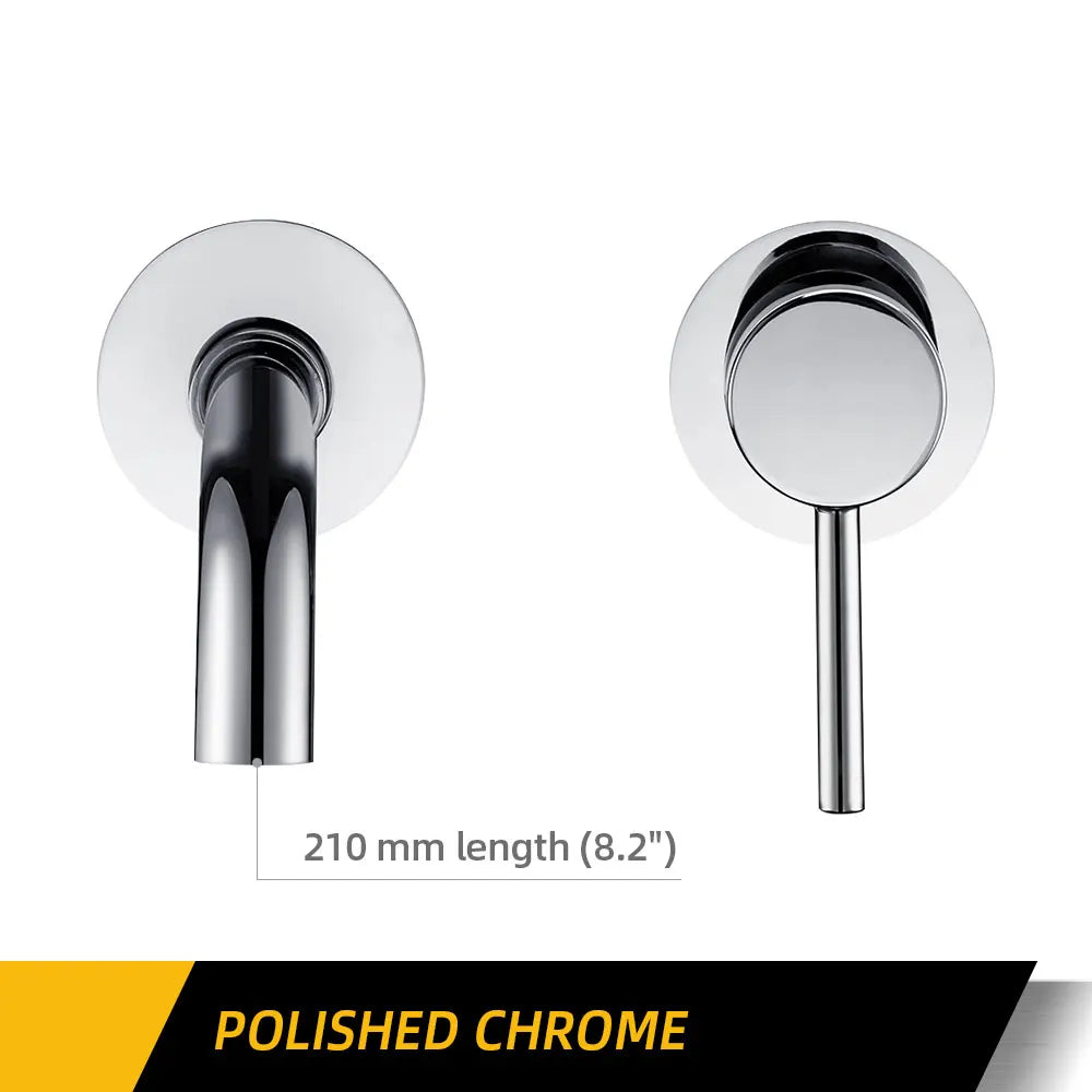 Bagnolux Ronda Stainless Steel Solid Brass Trim Taps 2 Hole Wall-Faucet Set Hot Anc Cold Water Bathroom Sink Mixer Small Tap