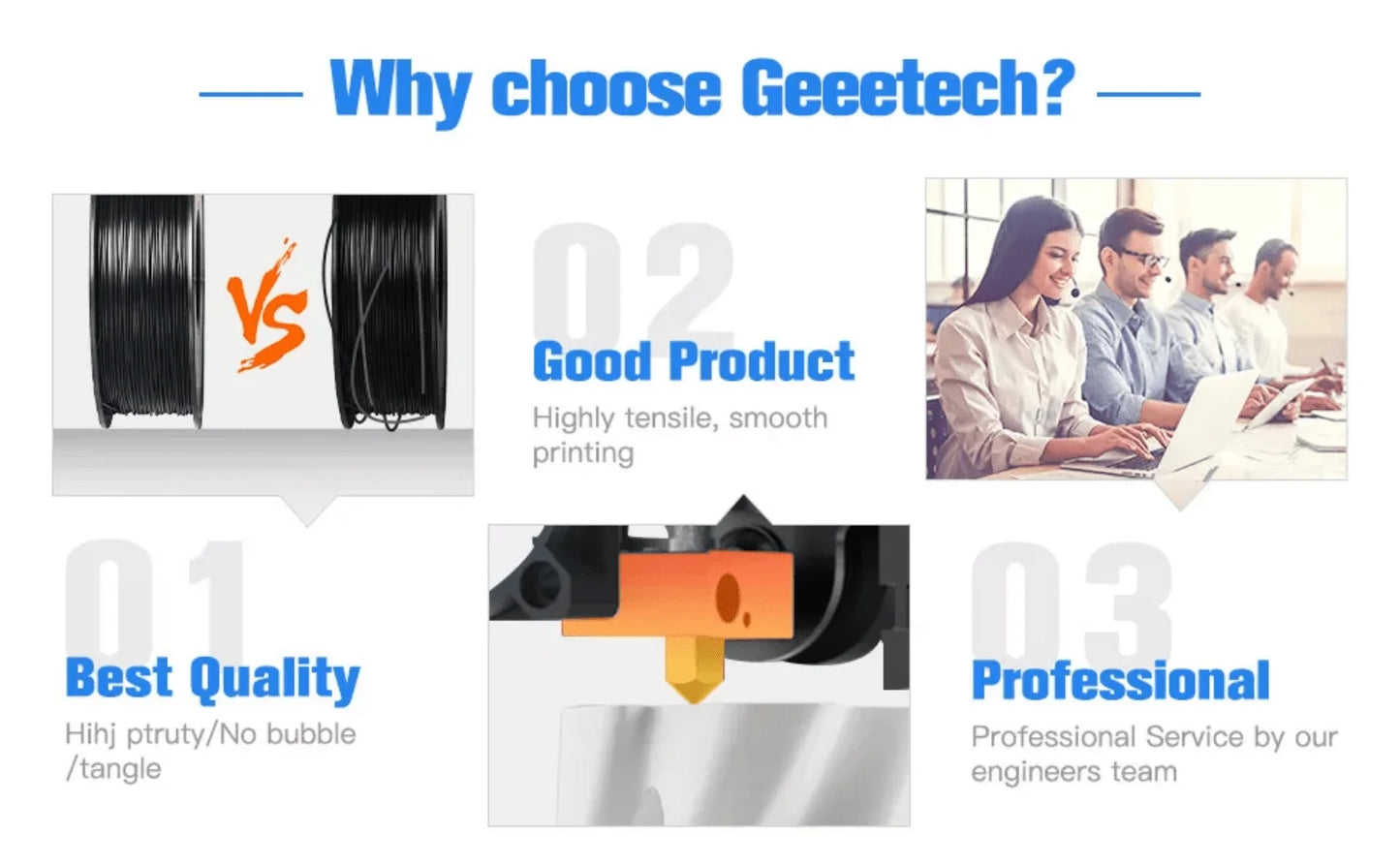 Geeetech Standard PLA Filament 1kg 1.75mm 3D Printer Plastic Material, Accuracy 0.03mm,Fit Most FDM Printer