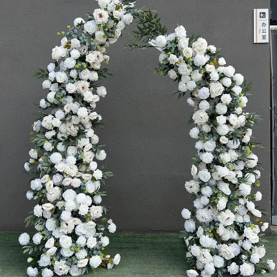 Trumpet Arch Artificial Flower Arrangement, Moon Shape, Wedding Background Props, Party Decoration, Luxury