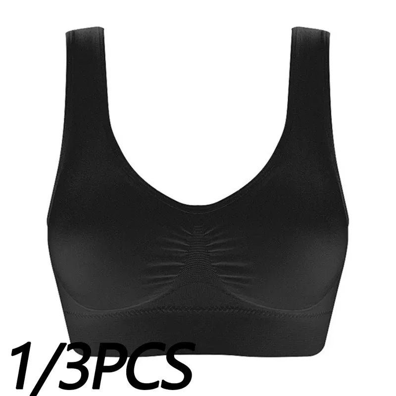 Seamless Bra For Women Crop Top Black Vertical Stripe Breathable Sports Bra Fitness Tube Tops Yoga Underwear Sports Bra