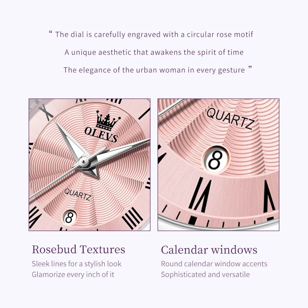 OLEVS 5608 Women Watch Luxury Brand Quartz Watch Roman Scale Waterproof Luminous Calendar Watch Elegant Women Watch Reloj Hombre