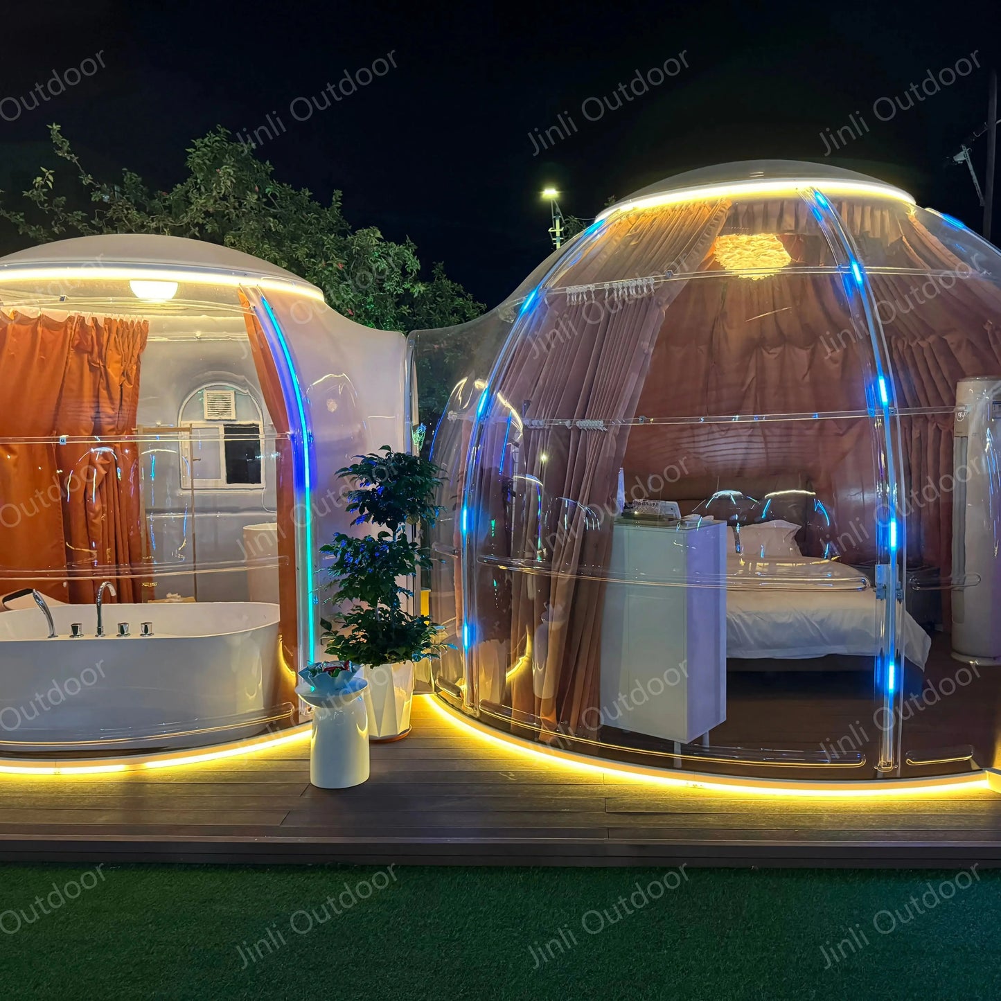 4meter + 2.7meter Transparent PC Bubble House Dome Tent Geodesic Igloo Round Clear House Catering Cabin Hotel Resort Luxury Camp
