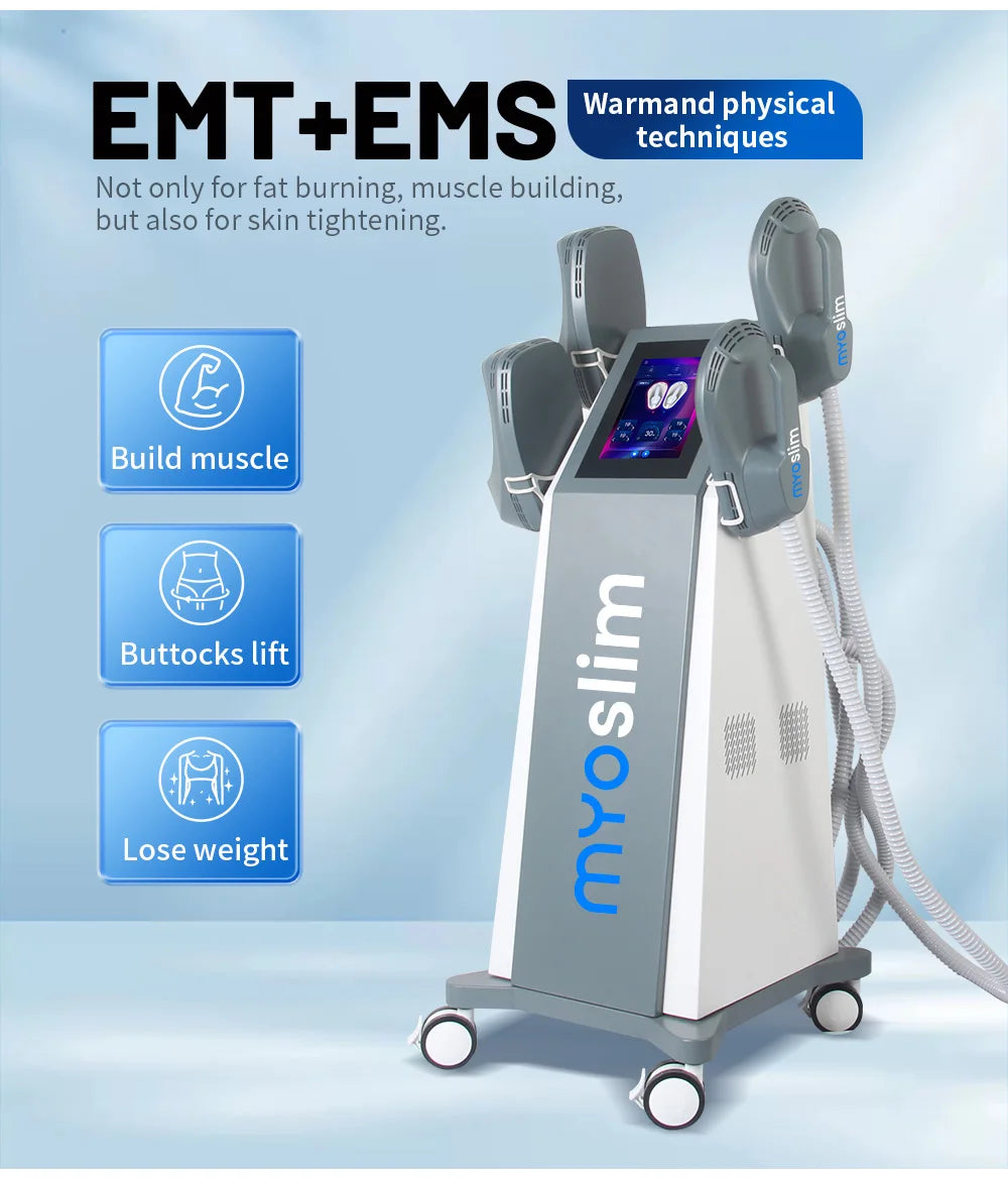 HIEMT 6500W RF 15T 200HZ MYOSLIM Body Shaping Machine Muscle Growth Fat Burn High-Intensity Electromagnetic Stimulator