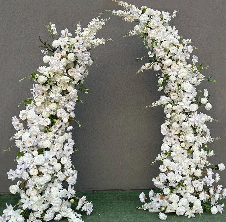 Trumpet Arch Artificial Flower Arrangement, Moon Shape, Wedding Background Props, Party Decoration, Luxury