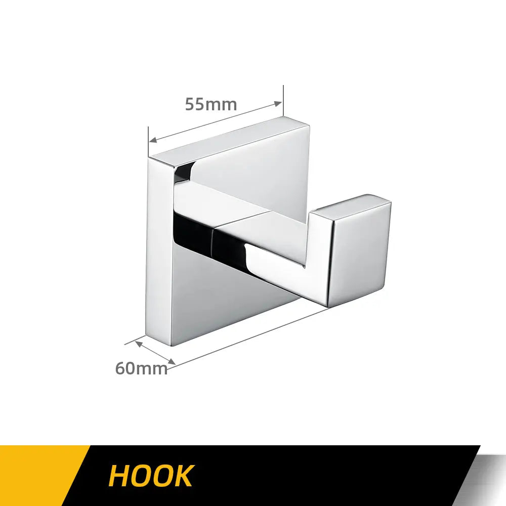 Polished Chrome Wall-mounted Stainless Steel Clothes Hook Toilet Paper Holder Towel Bar Kitchen Facilities Bathroom Accessories