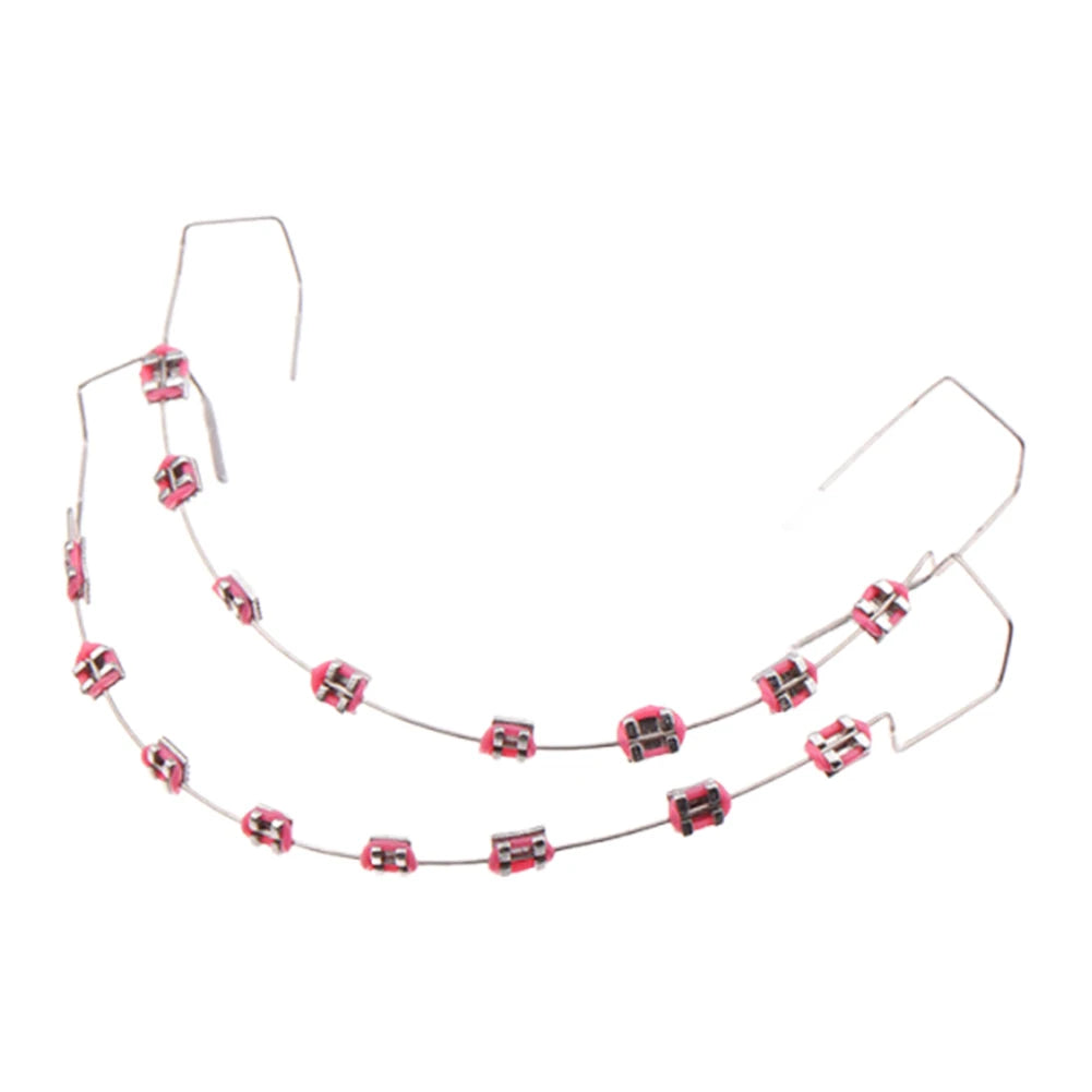 1 Pair Temporary Tooth Decoration Dental Fake Braces with Metal Wires & Bracket Dental Metal Bracket Dental Tool for Tooth Decor