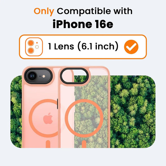 for iPhone 16E/iPhone 17E Case with Screen Protector, [Compatible with Magsafe] Ultra Slim Translucent Matte Shockproof Protecti