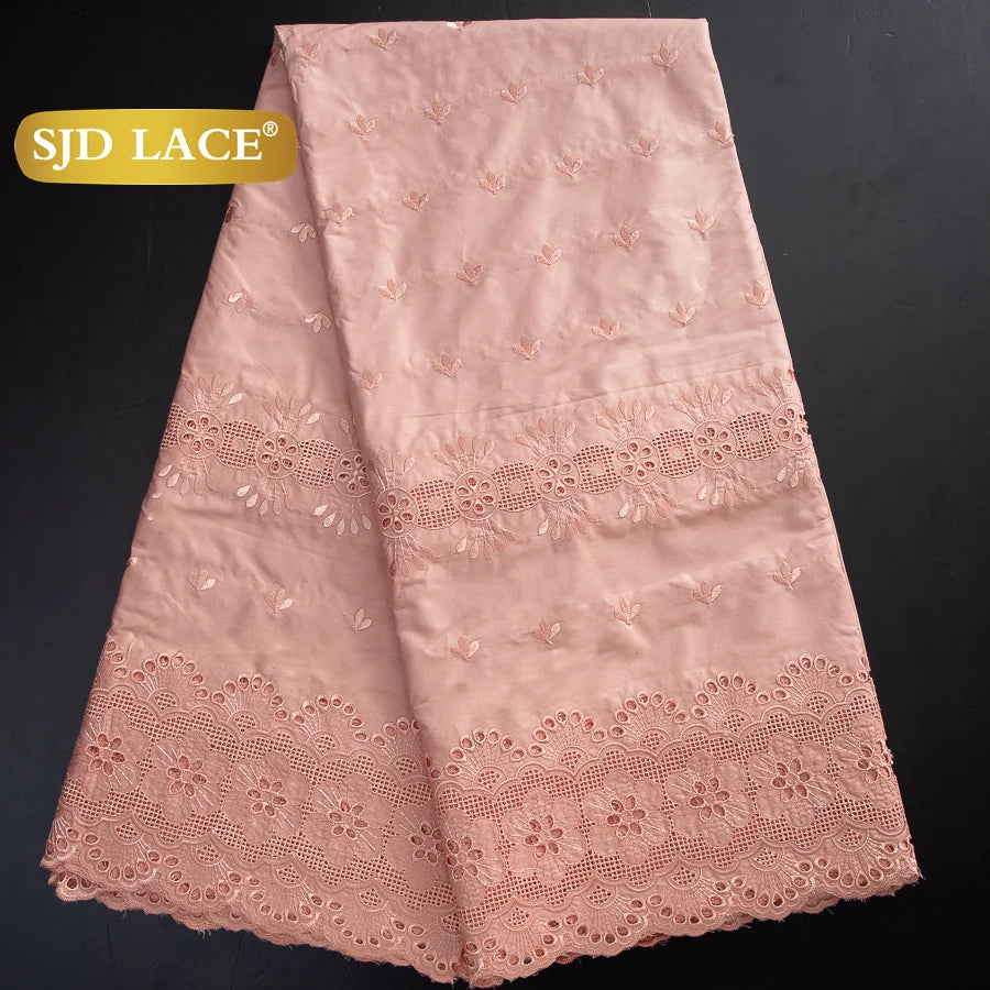 SJD LACE Swiss Voile Lace Fabrics Dubai African Cotton 5 Yards 2026 Latest African Nigerian Cotton Lace for Dresses Sew 4662