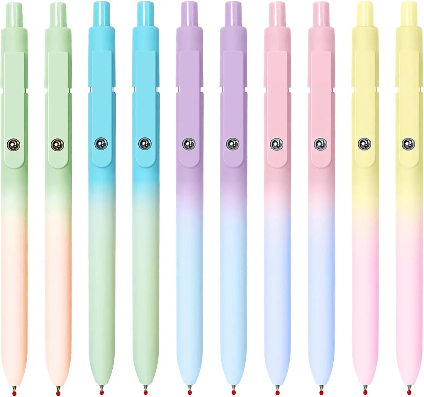 Gel pen, 5 0.5mm black ink pens, silicone grip, high-end series metal clip retractable pen (vintage)