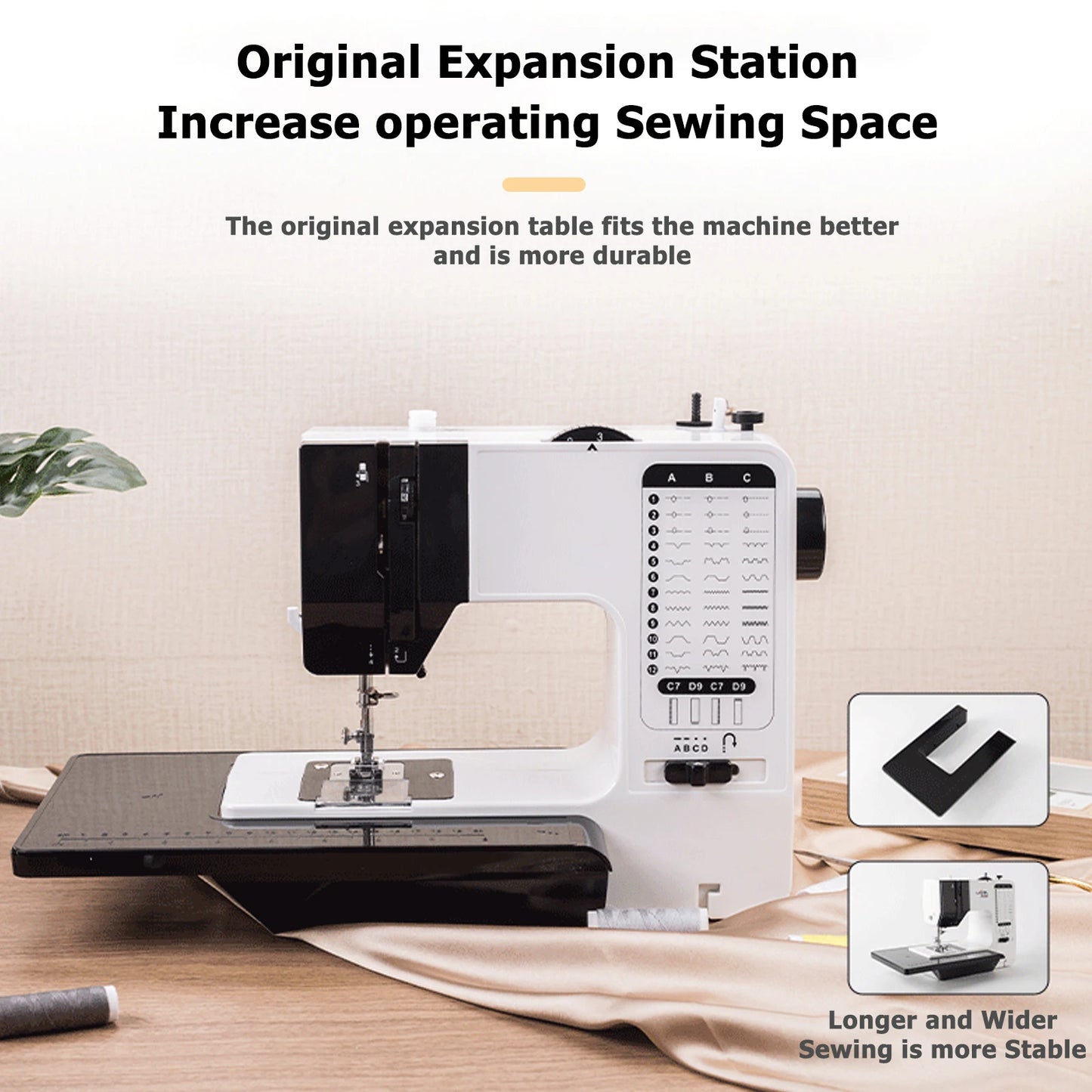 12 Stitches Mini Electric Sewing Machine with Sewing Table and 113PCS Sewing Kit Multifunctional base design