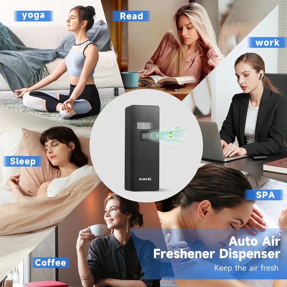 AIKE Automatic Air Freshener Set Timing Spray Dispenser with LCD Screen,Wall-Mounted/Standing Air Purifier for Home,Hotel Toilet