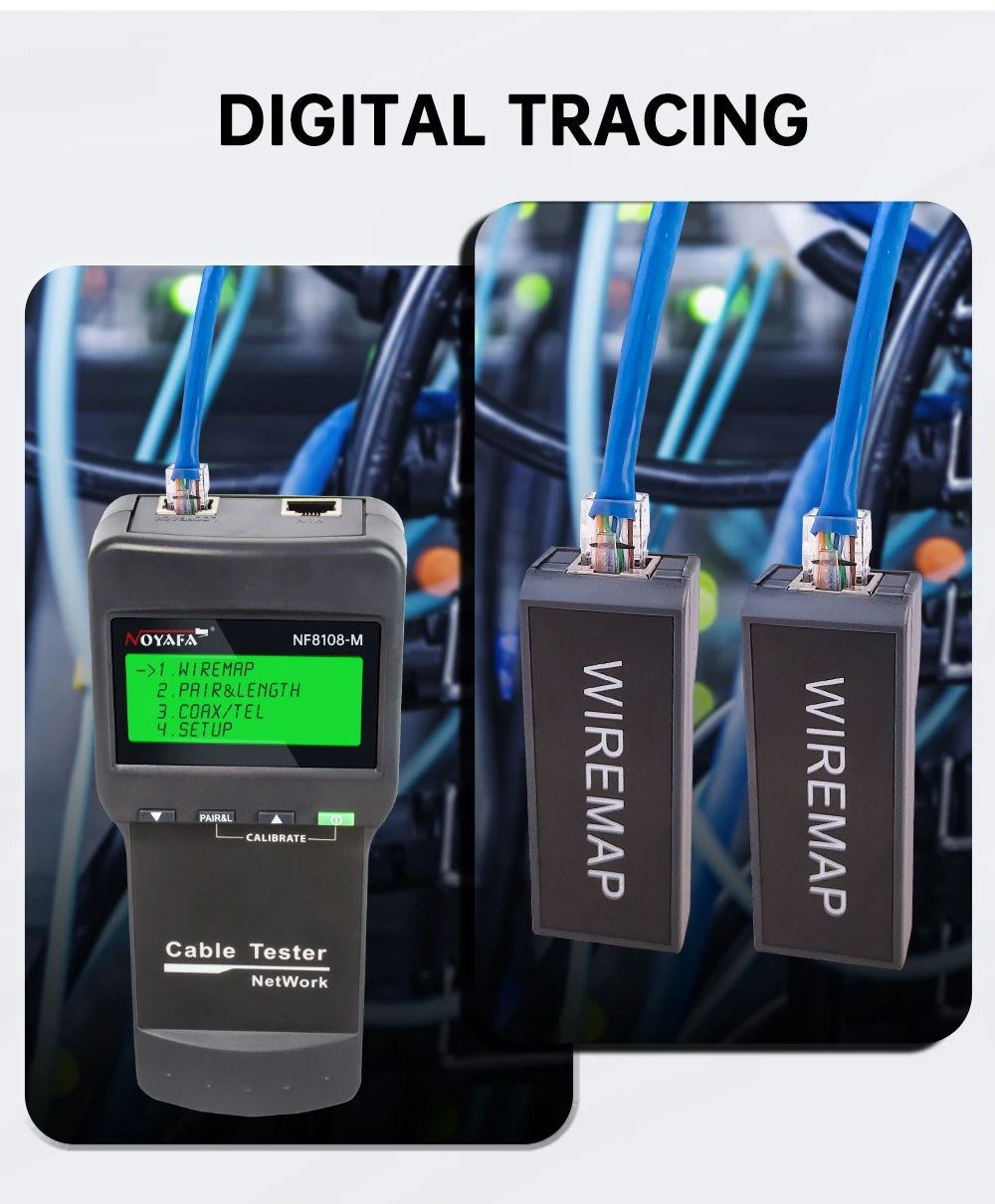 NOYAFA new NF-8108M network cable tester professional rj45 tester Measure Length Cabl Multifunctional poe Network Tools