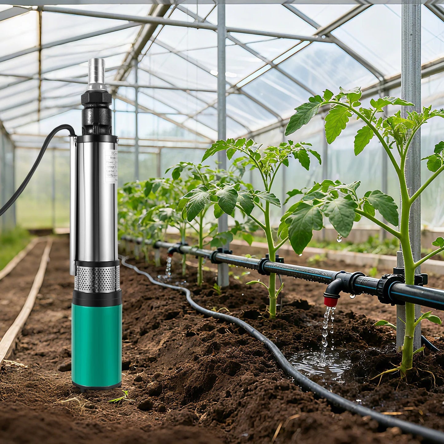 24V 320W Deep Well Pump High Lift Deep Well Pump DC Screw Submersible Pump Agricultural Irrigation Garden Home