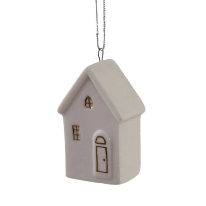Festival Ceramic Snow House Christmas Tree Hanging Ornament for Holiday Decors