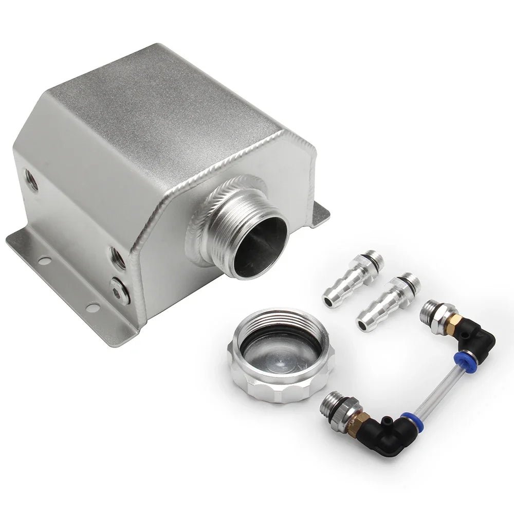 Universal  Aluminum 1L/2L Engine Coolant  Radiator Overflow Tank  Oil Catch Can Square Overflow Tank With Drain Plug