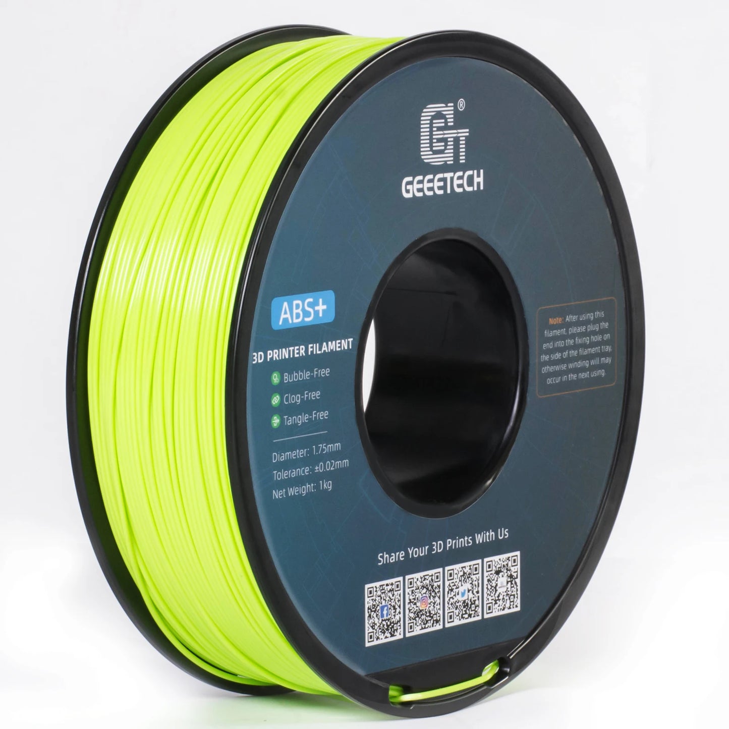 Geeetech  ABS+ 3D Filament 1.75mm 1KG plastic, 3D Printer Material, Tangle-Free, Non-Toxic, Vacuum Packaging