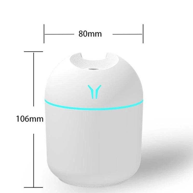 Portable Essential Oil Diffuser & Humidifier – 250ml USB-Powered Mute Mist Maker with Color-Changing Night Light (BPA-Free)