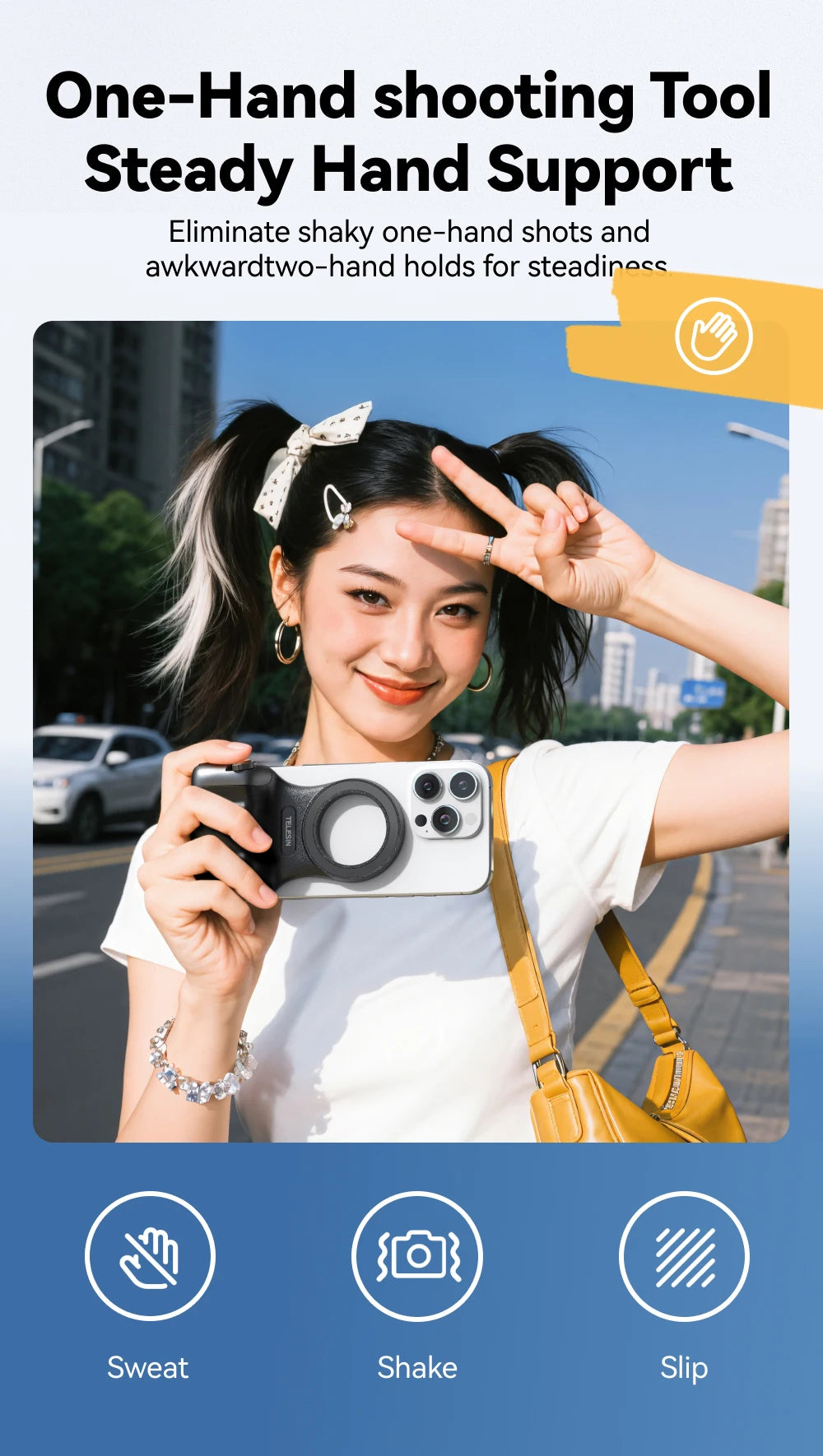 TELESIN Magnetic Phone Camera Shoot Hand Grip Universal Smart Phone Holder Shooting Aid Remote Control Handle for Iphone Andriod