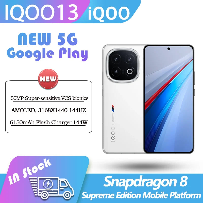 Original ViVO iQOO 13 iQOO13 5G Snapdragon 8 Elite Edition 6.82‘ AMOLED 144HZ 50MP120W FlashCharger 6150mAh GooglePlay OriginOS