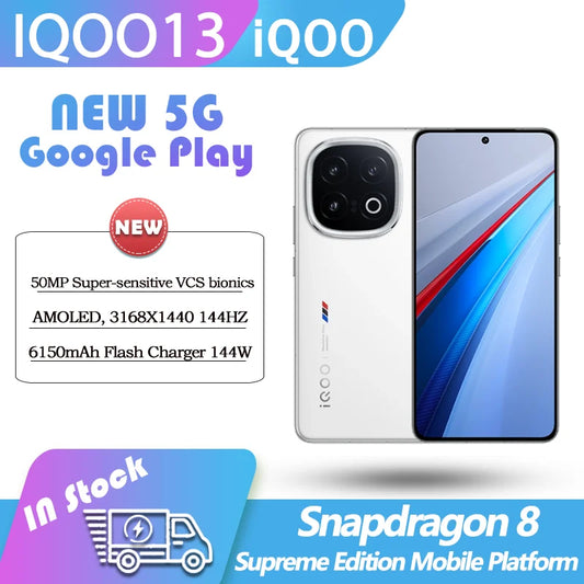 Original ViVO iQOO 13 iQOO13 5G Snapdragon 8 Elite Edition 6.82‘ AMOLED 144HZ 50MP120W FlashCharger 6150mAh GooglePlay OriginOS