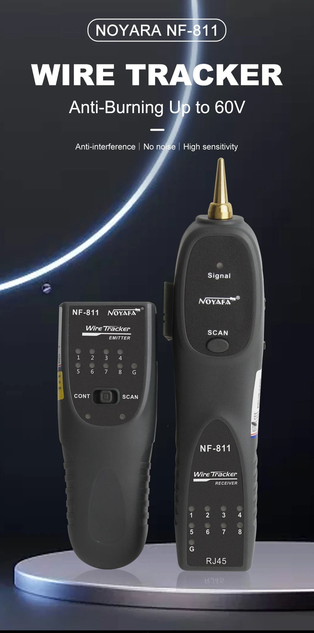 NOYAFA NEW NF-811 Network Cable Tester RJ11 RJ45 Telephone Wire Tracker Toner Ethernet Cable Detector Line Continuity Test Tool