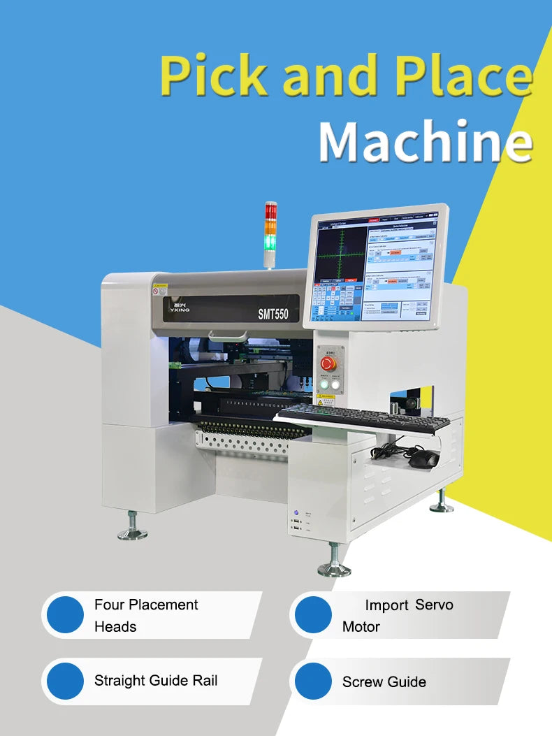 Stock in Europe New product 2022 automatic chip mounter PCB assembly machine SMT550 with PCB400*200mm