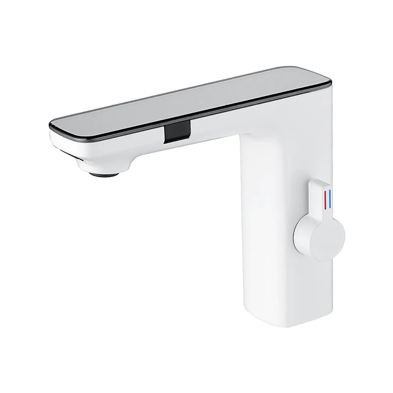 Luxury Silver Gray Smart LCD Daul Sensor Bathroom Basin Faucet Zinc Alloy Deck Mount Cold Hot Water Mixer Bathroom Sink Tub Tap